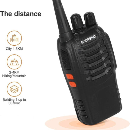 Walkie Talkie 16 Channels CTCSS/DCS FM, 1500 mAh Battery, Max. Talk Range 5 km, Professional Radio with Hands-Free Function