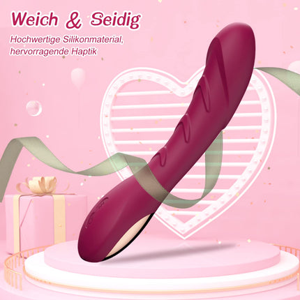 Silicone G-spot vibrator sex toy vibrators for her clitoris quiet, realistic dildo anal vibrator for women and couples with 12 vibration modes (red wine)