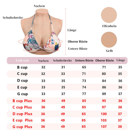 KUMIHO Silicone Breast Forms Crossdresser Breasts Realistic Artificial Breasts for Crossdresser Mastectomy Silicone Filler (B Cup Plus Size Ivory)