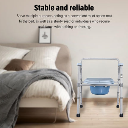 Morimoe Commode Chair for the Elderly, Height Adjustable Potty Chair, 3-in-1 Bedside Table, Easy to Move and Clean