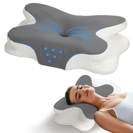 Cervical Pillow for Neck Pain Relief, Elegear Contour Memory Foam Pillow Ergonomic Neck Support for Side Back Stomach Sleepers