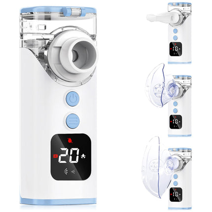 HITHINKMED Children's Nebulizer, Rechargeable Inhaler with Countdown Timer and Automatic Cleaning Function, Inhalers for Adults for Home and Travel Use (Blue)