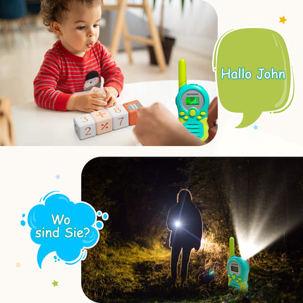 Kids Walkie Talkies for Boys, Girls, Toys, Gifts – Walky Talky Kids Long Range PMR Two Way Radio (Rechargeable Cyan)