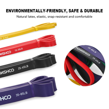 TOMSHOO Resistance Bands, 5 Pack, Skin-Friendly Latex Pull-Up Bands for Crossfit, Stretching, Powerlifting, Gym, Home, Yoga, Strength Training, Workout Bands for Men and Women