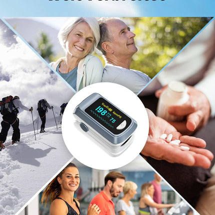 Blood oxygen saturation monitor, heart rate monitor and fast Spo2 oxygen meter with LED screen, batteries included