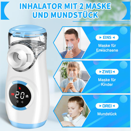 Wholede Digital Nebulizer, Nebulizer for Babies, Children, and Adults, Nebulizer with Countdown to Atomization, Quiet Portable Inhaler with 2 Masks and Mouthpiece - Blue