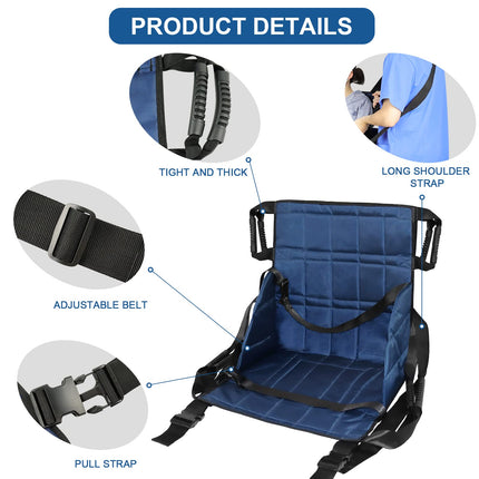 LOSCHEN Transfer Shoulder Strap Full Body Transfer Seat Pad Patient Lifter Lifting Sling Senior Mobility Transfer Board Safety Belt Stair Slide Board (Dark Blue)