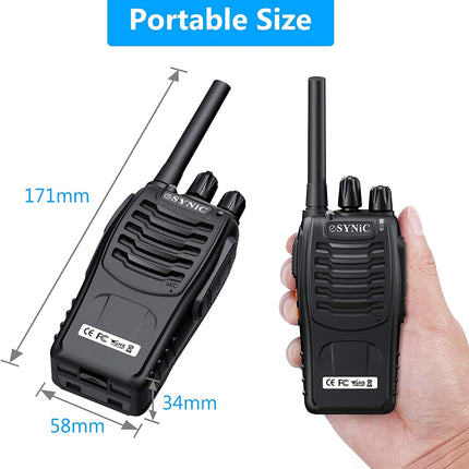 eSynic Professional Walkie Talkies for Adults, Rechargeable, 16 Channels, VOX, with Headphones and LED Lights, Perfect for Kids Ages 5 and Up, Outdoor Activities