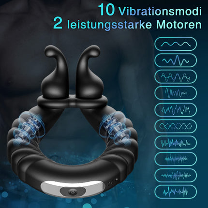 Penis ring vibrator, penis rings sex toy for couples with adjustable size, cock ring sex toy for couples extreme sex with 10 vibration modes, penis ring sex toy for men extreme