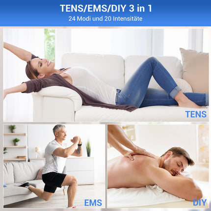 Comfytemp 4 Channels 8 Electrodes TENS/EMS/DIY Device Pain Therapy with 24 Modes, Massage for Arm, Leg, Back, Shoulder, Neck with 10 Electrode Pads K6106