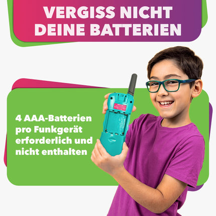 Mirkit Go 2 x Kids Walkie Talkies & 4 Games: Scavenger Hunt, Capture the Flag, Police, Hide and Seek! Outdoor Games for Kids + Free Handcuffs