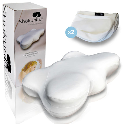 Shokunin. Orthopedic neck support pillow with 2 covers, side sleeper pillow, neck pillow, ergonomic memory foam pillow, anti-snoring pillow for neck pain and migraines, 60x40