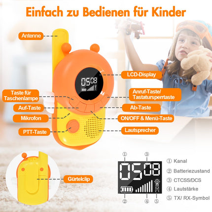 Uzoli Walkie Talkie Kids for 3-12 Years 20 Channels 3km Range Flashlight Radio for Adventure Camping Radio Toy as Back to School Gift K22