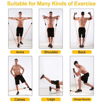 JATEKA Fitness Bands Set of 5, Sports Resistance Bands 5 resistance bands, resistance bands with door anchor, handles, ankle straps, portable for muscle building and Pilates for men and women