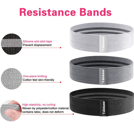 Resistance Bands, Fitness Bands, Hip Resistance Bands Set with Strong Elasticity, Tensile Strength, Non-Slip Training Band, for HIPS, Legs, Pilates, Yoga, Strength Training