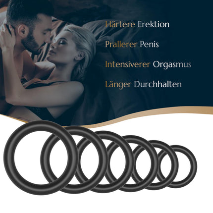 Levosaยฎ Penis Ring Set for Harder Erections and More Stamina - 6 Stretchy Penis and Testicle Rings for Men - Sex Toy for Couples - Brand from Hamburg