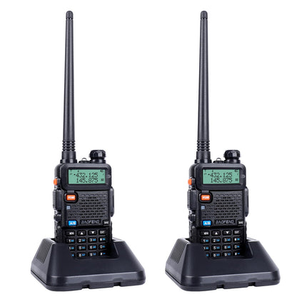 RKK Talkie Walkie License-Free PMR446 16 Channels Radio, Radio Range 1-5 km, CTCSS/DCS Walkie Talkie with Charging Station and Headset (2 Pieces)