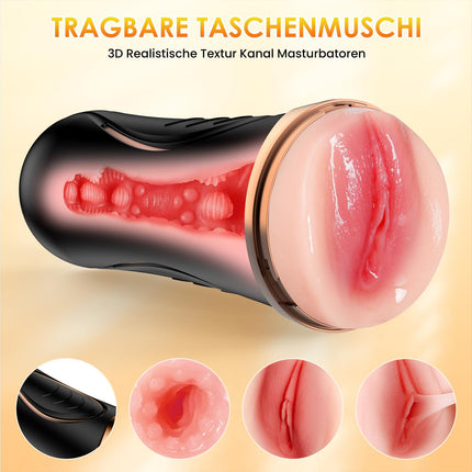 Realistic Masturbator for Men, Pocket Pussy Realistic Large Masturbation Sex Toys for Men Solo Manual Cup Masturbators Sex Toys Penis Masturbators with 3D Vagina Pussy