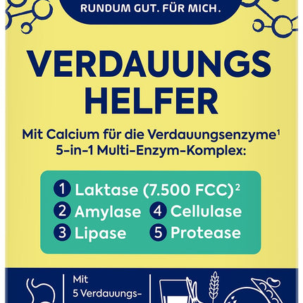 Zirkulin Digestive Aid 1x 45 Tablets – 5 in 1 Multi-Enzyme Complex with 7,500 FCC Lactase – Supports Digestion & Carefree Enjoyment – Dietary Supplement with Lactase, Cellulase & Calcium