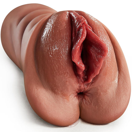 Realistic Masturbator Pocket Pussy Silicone Masturbating Sex Toy with 5D Clitoris Double Channel Masturbator Large for Man 2 in 1 Anal Erotic Sex Toy for Men solo