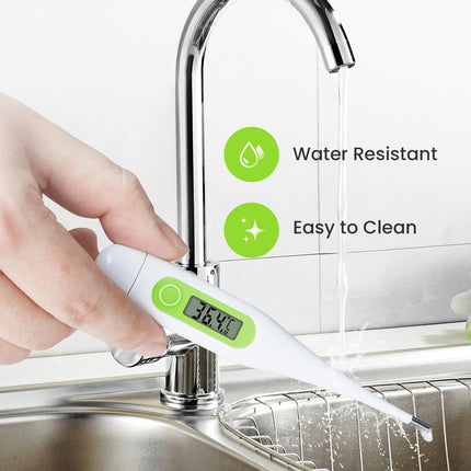 Digital Thermometer, Rectal, Oral, Armpit Thermometer, Fever Thermometer for Baby, Children, Adults, Accurate and Fast Readings, Waterproof Probe, Green