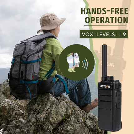 Retevis RB626 Walkie Talkies for Adults, 2000 mAh Rechargeable Two-Way Radio, 16 Channels, USB Charger, VOX, Portable Walkie Talkie for Hunting, Camping (1 Pack)