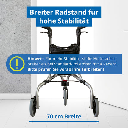 Weinberger aluminum rollator with 3 wheels, foldable, with removable bag, slim, lightweight and maneuverable, stable, only 4.2 kg, color: silver, model: 02217
