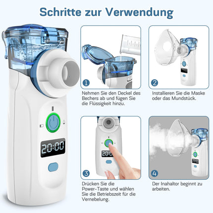 Nigecue Inhaler Portable Nebulizer Set Low-noise Inhaler Nebulizer with Mouthpiece and Mask for Children and Adults, USB Rechargeable