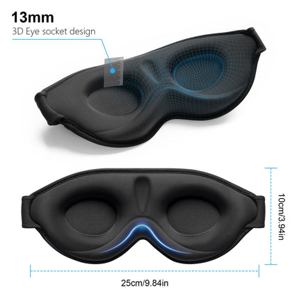 Gritin Sleep Mask for Side Sleepers, 3D Eye Sockets Sleep Mask with Adjustable Elastic Strap, Light Blocking and Breathable, Comfortable & Ergonomic Eye Mask for Men and Women, 2 Pairs of Earplugs