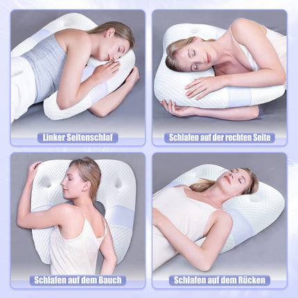SAHEYER Side Sleeper Pillow, U-Shaped Memory Foam Neck Pillow, Ergonomic Orthopedic Neck Support Pillow with Ear Supports, Bed Contour Pillow for Neck and Shoulder Pain Relief (White)