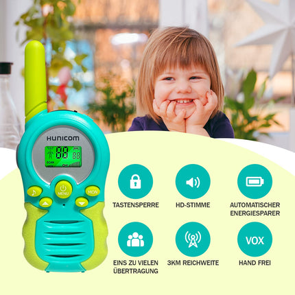 Kids Walkie Talkies for Boys, Girls, Toys, Gifts – Walky Talky Kids Long Range PMR Two Way Radio (Rechargeable Cyan)