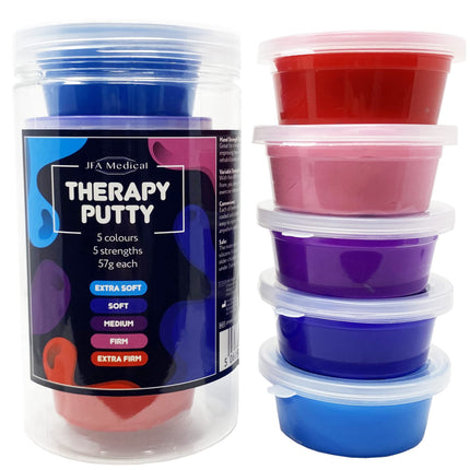 JFA Medical Therapy Putty 57g, 5 different strengths, 5 alternative colors, Putty for hand training, Therapy Modeling Clay