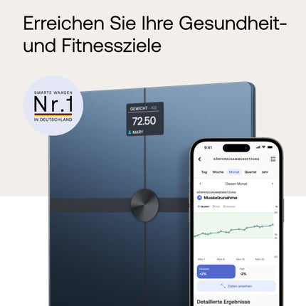 WITHINGS Body Smart — Wi-Fi digital personal scale / body fat scale for advanced body composition including muscle mass, water percentage, bone density