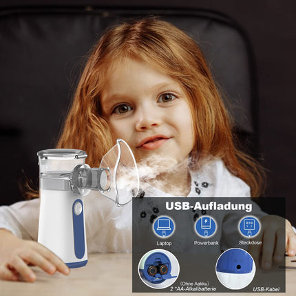 Inhaler for children, inhalers for adults, baby inhaler nebulizer set with masks and nozzle, portable, quiet, automatic cleaning function