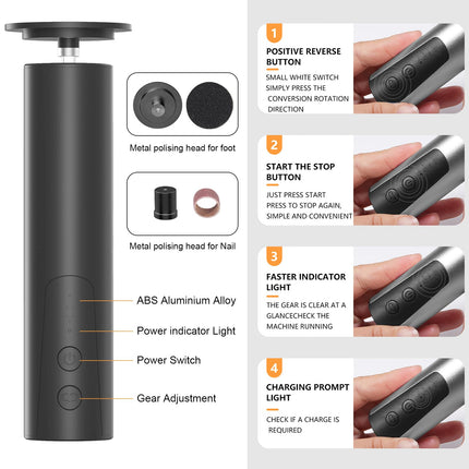 Jianyana 2 in 1 Electric Callus Remover, 6 Adjustable Speed Pedicure Set Electric Manicure Set for Women (Black)