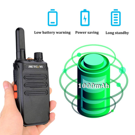 Retevis RB635 Two-Way Radio Professional, LED Flashlight PMR446, License-Free 16 Channels, Two-Way Radio Set, VOX, Rechargeable USB Walkie Talkie for Retail, Hostel (Black, 4 Pack)