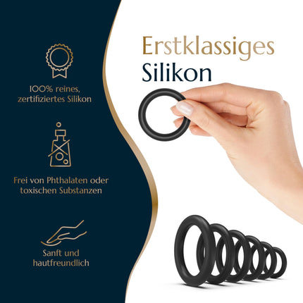 Levosaยฎ Penis Ring Set for Harder Erections and More Stamina - 6 Stretchy Penis and Testicle Rings for Men - Sex Toy for Couples - Brand from Hamburg