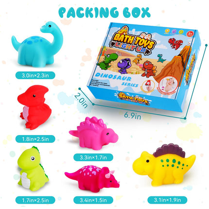 Jiosdo Bath Toys, 6 Pack Dinosaur Bath Toys with Light, LED Bath Toys for Kids, Bath Toys for Baby from 1 2 3 Years, Glowing Water Toys Bath Toys Sensory Toys