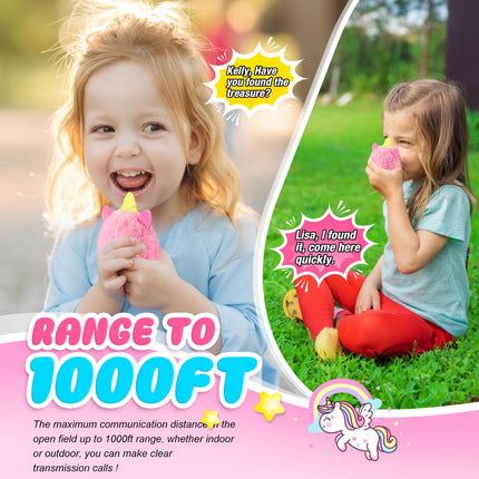 iKidiki Unicorn Walkie Talkie Children, Gifts Girls 3 4 5 6 7 8 9 10 Years Toys Girls 3-10 Years Unicorn Gifts for Girls Outdoor Toys
