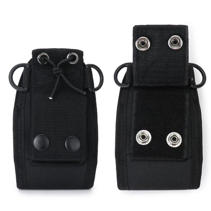QWORK 2 Pack Radio Pouch, Tactical Walkie-Talkie Pouch, Intercom Pouch for Police Firefighter Security Officer (Black), Black