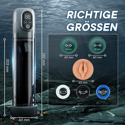Penis pump for penis enlargement sex toy for men, electric penis pump vacuum pump with 5 suction levels 6 training modes, waterproof pocket pussy masturbator with penis ring 2 silicone sleeves