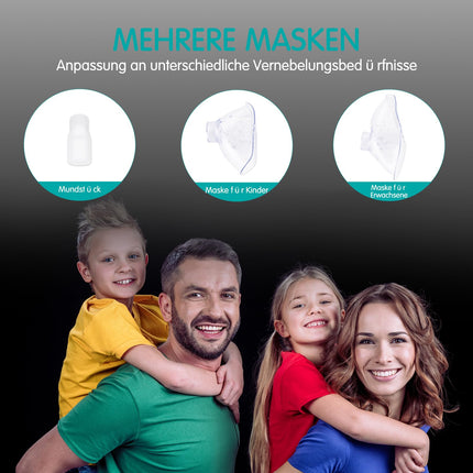 Inhaler for children, inhaler for adults and children, silent nebulizer, inhaler portable inhalers for respiratory diseases, inhaler with mouthpiece and 2 masks - gray