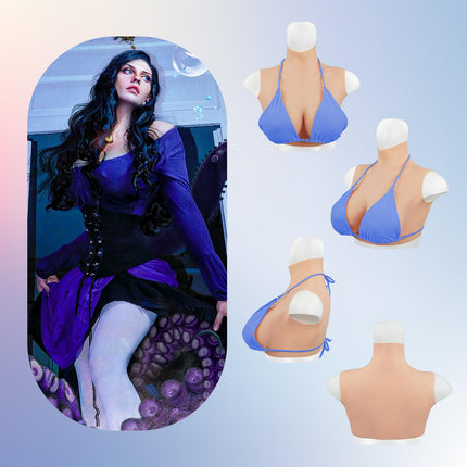 Minaky Silicone Breast Forms Realistic Breast Plate False Breasts CG Cup for Crossdressers Drag Queen Mastectomy Transgender Cosplay-New Light Version,C Cup,Ivory