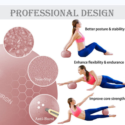 PROIRON Exercise Ball Small 25cm, Pilates Ball with Training Instructions, Fitness Ball Small with Inflatable Straw, Gym Ball for Pilates, Yoga, Full Body Workout - Pink