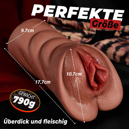 Realistic Masturbator Pocket Pussy Silicone Masturbating Sex Toy with 5D Clitoris Double Channel Masturbator Large for Man 2 in 1 Anal Erotic Sex Toy for Men solo