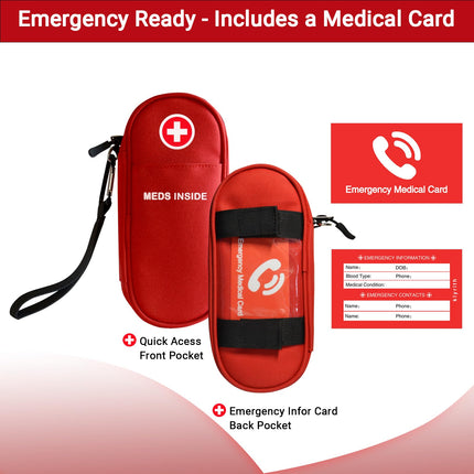 klyrith EpiPen Medical Bag, Insulated Emergency Medication Bag, Portable Carrying Case Organizer for 2 EpiPens, Asthma Inhaler, Antihistamine, Auvi-Q and Other Allergy Medicines, Red
