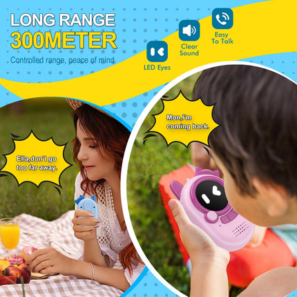 NGOKPYD M300 Walkie Talkie for children aged 3/4/5/6/7/8/9/10/11/12 years and up, great toy with mini lamp, top quality, great range for toddlers, easy to use, fun (pink blue set)