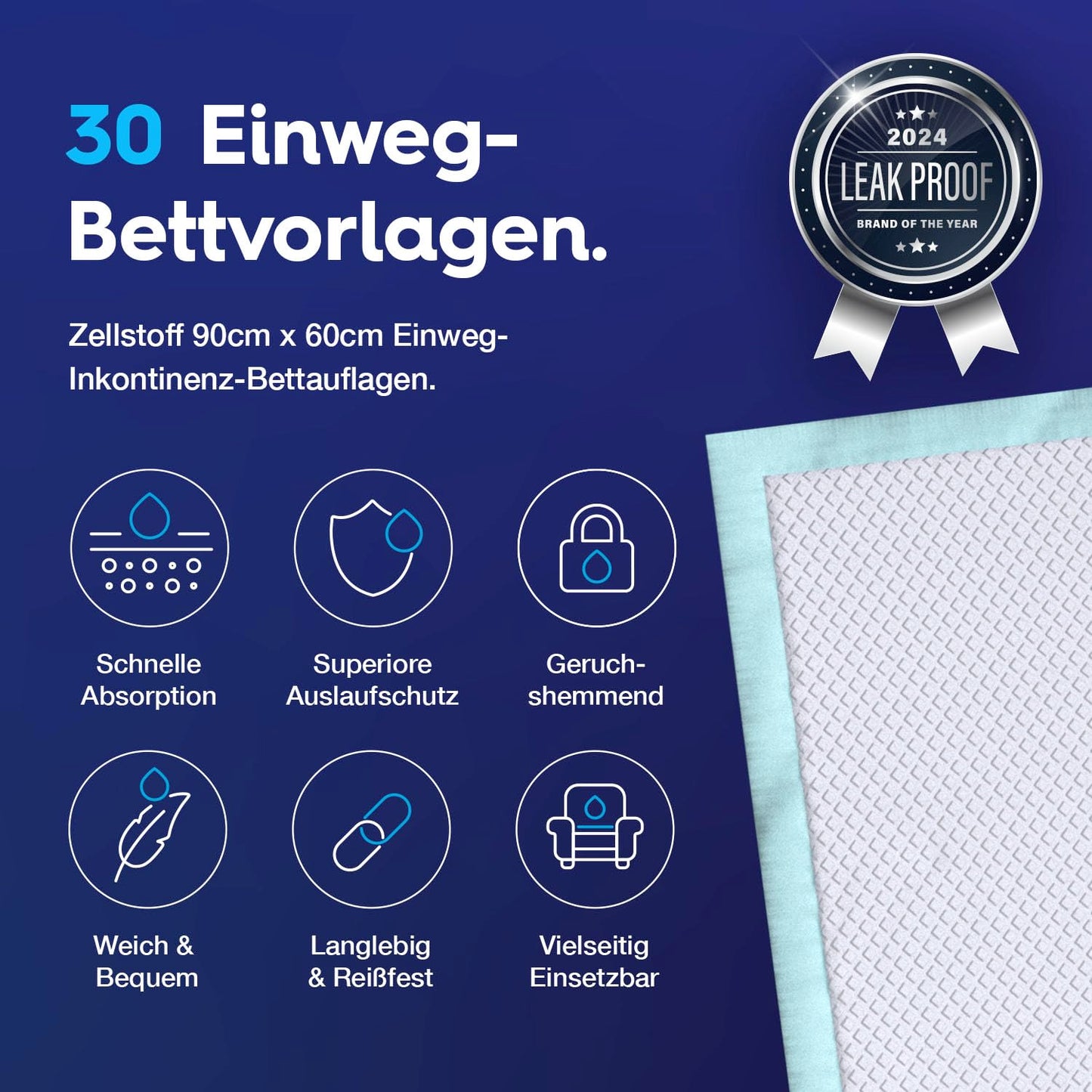 30 x Pulp Krankenunterlagen 60x90cm | Hoch Saugfähig, Einweg Inkontinenz Bettunterlage | Wickelunterlage Für Babys | Inkontinenzauflagen Und Bettunterlage Wasserdicht Für Erwachsene, Baby's Haustiere