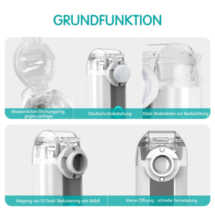 Inhaler for children, inhaler for adults and children, silent nebulizer, inhaler portable inhalers for respiratory diseases, inhaler with mouthpiece and 2 masks - gray