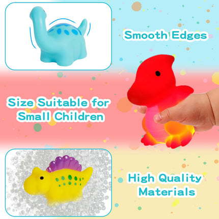 Jiosdo Bath Toys, 6 Pack Dinosaur Bath Toys with Light, LED Bath Toys for Kids, Bath Toys for Baby from 1 2 3 Years, Glowing Water Toys Bath Toys Sensory Toys